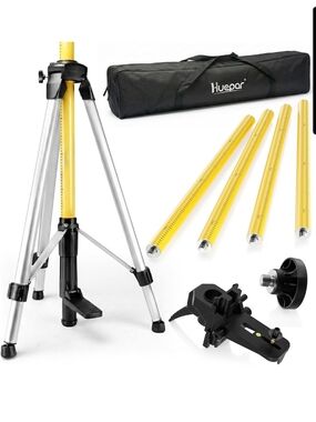 Huepar 12 Ft Laser Level Pole Tripod Mount Telescoping 1/4 5/8 Adapter